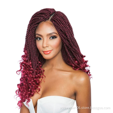 Julianna 14 18 24 inches synthetic Pre Loop Crochet Box Braids Two Tone Synthetic Hair With Curly End